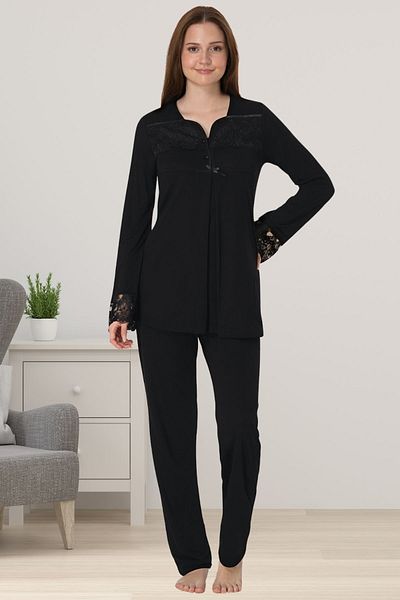 ByLohusa Effort Black Maternity Maternity Pajama Set