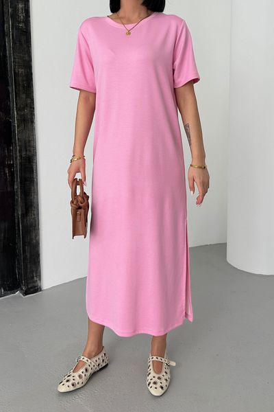 MOZENA Modal Fabric Side Slit Basic Dress
