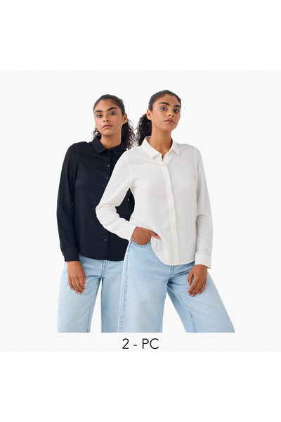FAV Set of 2 - Collared Shirt with Button Closure