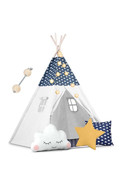 shumee Cort Tipi Nukido pentru copii cu lumini - Albastru marin