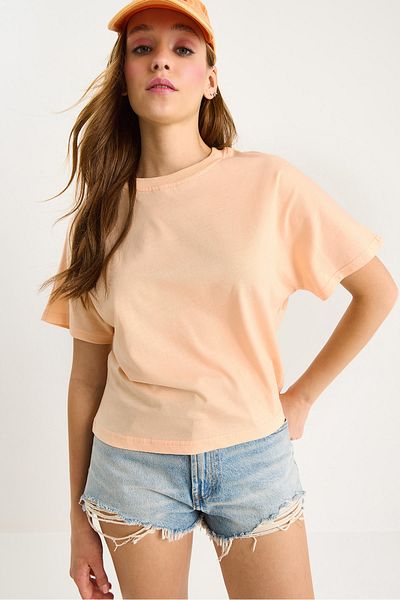 Bianco Lucci Women's Organic Cotton Regular Fit Crew Neck Basic Short Sleeve T-Shirt 60602048