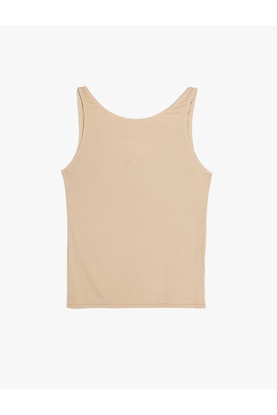 Koton Body Hugging Breathable Fabric Laser Cut U Neck Undershirt