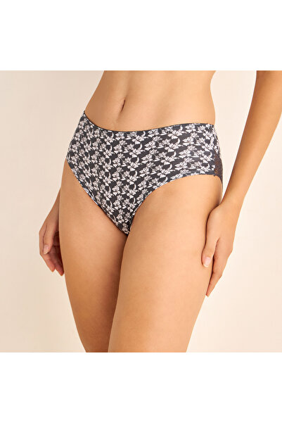 FAV Printed High Rise Briefs with Lace Detail