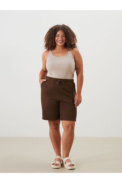 LC Waikiki Brown Women's Shorts with Elastic Waist