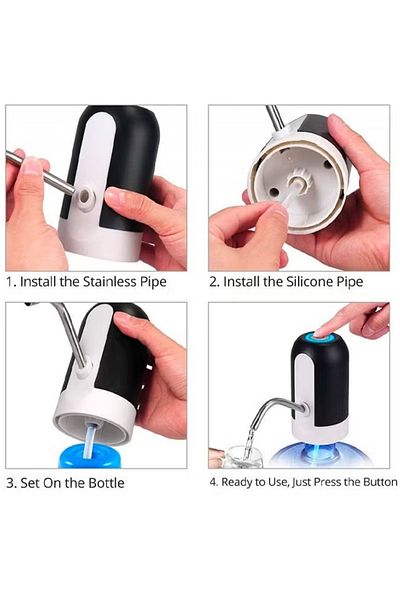 MACON Krawn KW-48702 Wireless Water Can Dispenser – USB Rechargeable Pump for 2–5 Gallon Bottles