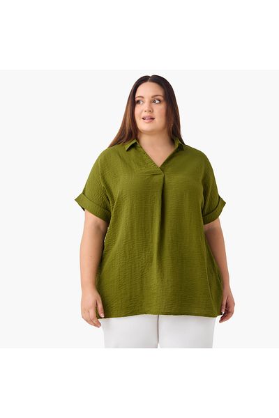 Ulla Popken مقاس إضافي من Ulla Popken ذو طيات أمامية