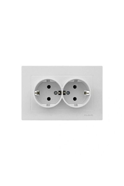 Klaus Double Schuko Socket White
