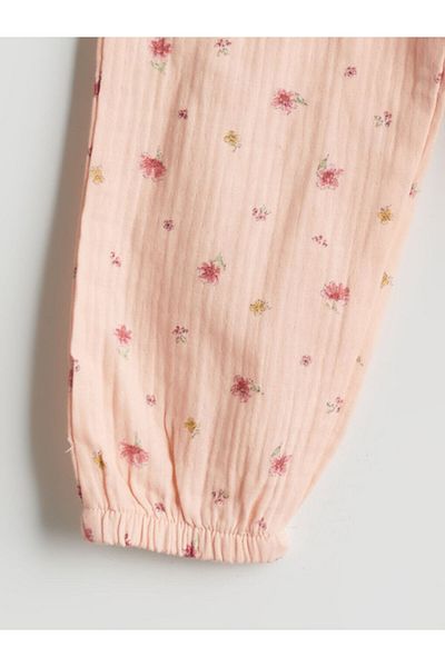 LC Waikiki Pink Elastic Waist Floral Girl's Pajama Bottom