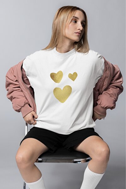 ArtYus تي شيرت للجنسين للرجال/النساء مطبوع عليه قلب ذهبي اللون مقاس كبير 100%...