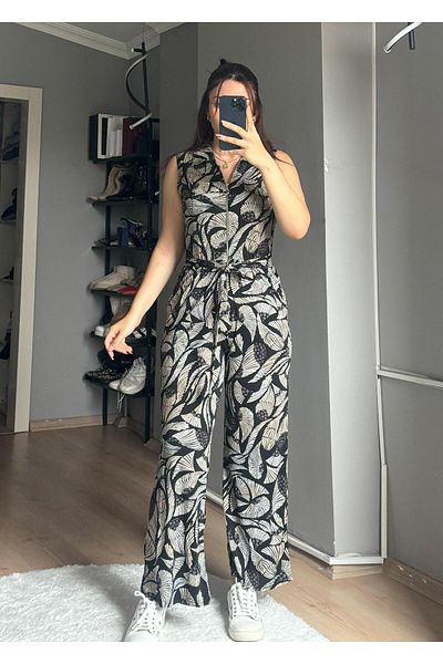 Qenz Salopetă cu model de frunze - kaki