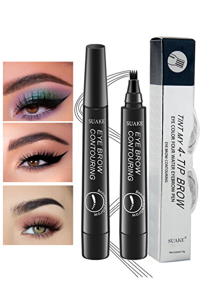 SUAKE قلم حواجب سائل بطرف شوكة دقيقة، قلم حواجب طبيعي مقاوم للتلطخ للنساء