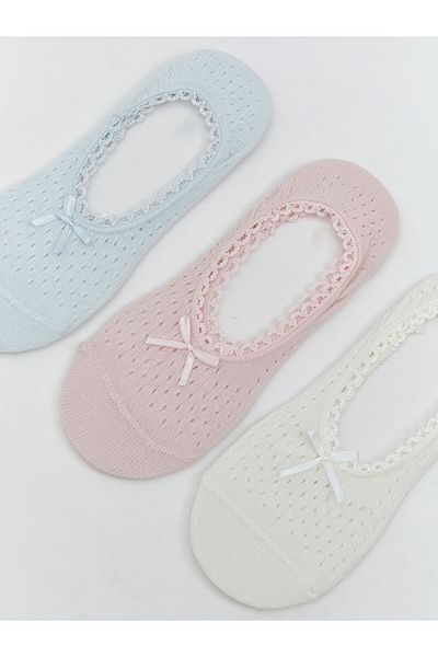 LC Waikiki Blue Self Patterned Women's Ballerina Socks 3-Piece