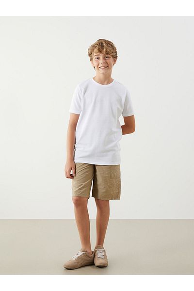 LC Waikiki Αθλητικό στυλ από το Shining Store |   Καφέ ελαστική μέση Boy's Cargo σορτς