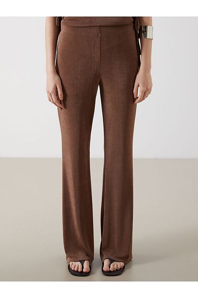 LC Waikiki Brown Elastic Waist Women's Trousers