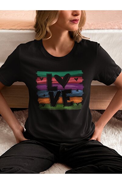 ArtYus Unisex Ανδρικό/Γυναικείο LOVE Πολύχρωμο με τύπωμα oversized 100% βαμβα...