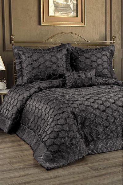 Çeyiz Diyarı Deste Filled Cotton Double Bedspread Anthracite