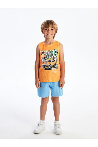LC Waikiki Orange Crew Neck Printed Boys Undershirt