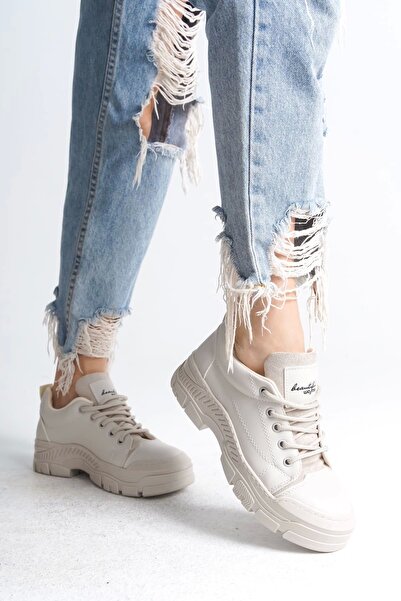 Joy Ayakkabı حذاء رياضي نسائي من JANE برباط ونعل لتقويم العظام CKT - كريمي