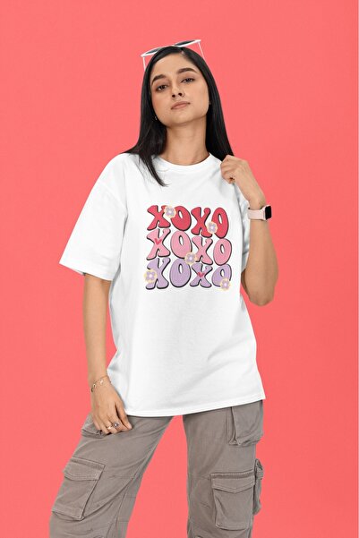 ArtYus Unisex Bărbați/Femei XOXO Colorat cu imprimeu supradimensionat bumbac ...