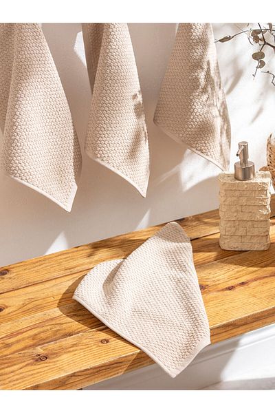 LC Waikiki Beige Cotton Hand Towel 4 Pcs 30X30 cm