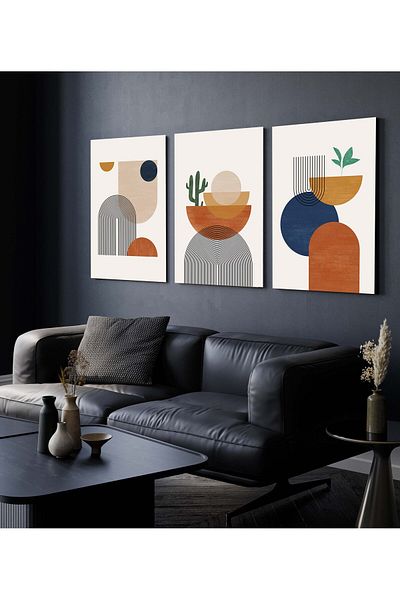 Hagen Pictură de perete de calitate premium Picturi de bucătărie cu aspect de cadru Pictură din 3 piese Pictură modernă Pictură boemă