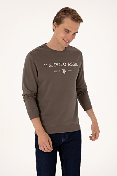 U.S. Polo Assn. Erkek Regular Fit Bisiklet Yaka Vizon İnce Basic Sweatshirt 50313743-VR052