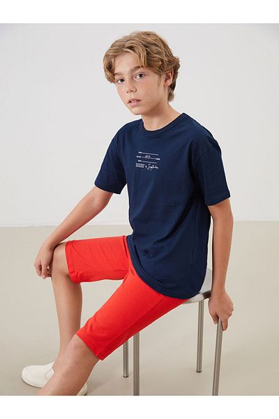LC Waikiki Navy Blue Crew Neck Boy's T-Shirt