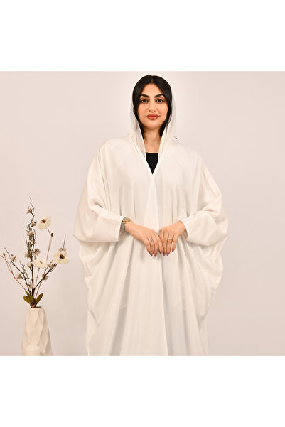 Beyond White half-bisht abaya with summer fabric