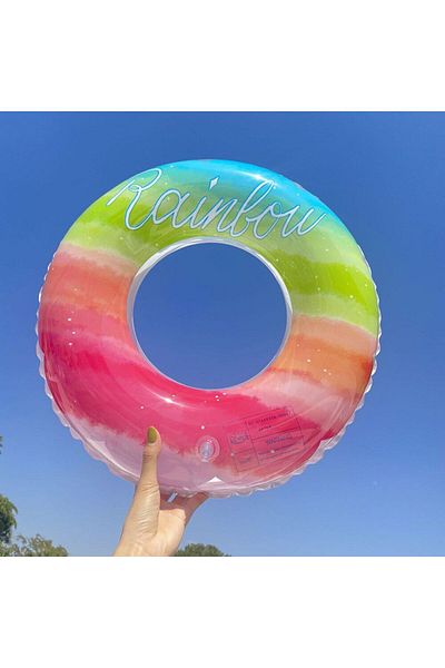 BaoBao Inflatable ring Baobao Rainbow 90 cm, colorful, made of durable PVC, for children and adults