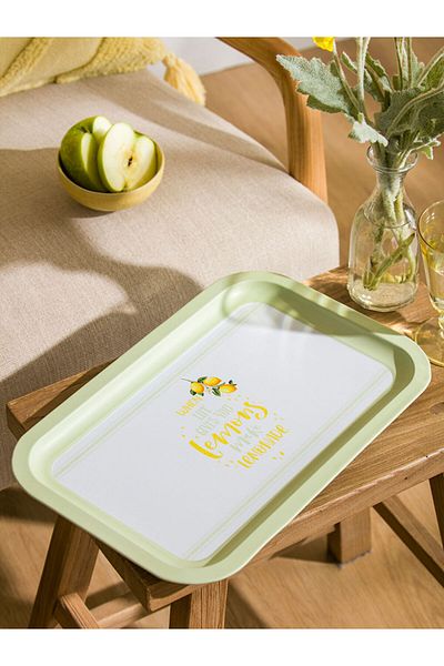 LC Waikiki Mixed Lemon Printed Metal Tray 35 cm