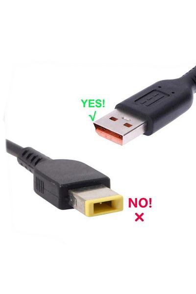 OEM Laptop charger compatible with Lenovo IdeaPad Yoga 65W, 20V, 3.25A with rectangular pin plug