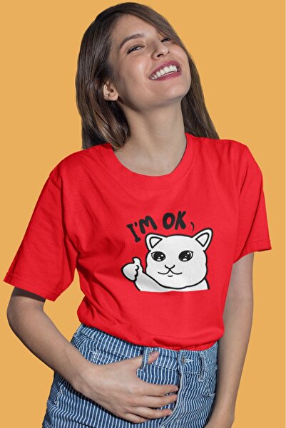 ArtYus Unisex Ανδρικό/Γυναικείο μπλουζάκι I'm OK Cat Colorful με τύπωμα overs...