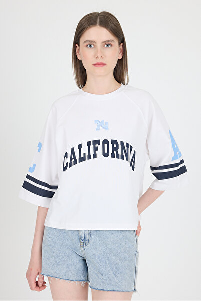Rays Tricou supradimensionat alb cu imprimeu California 6817