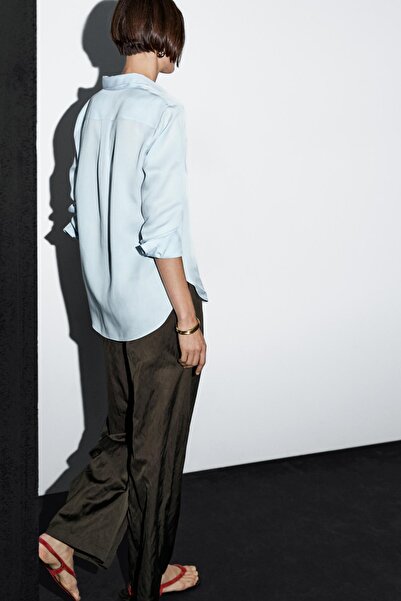 Massimo Dutti Geniş paça saten pantolon