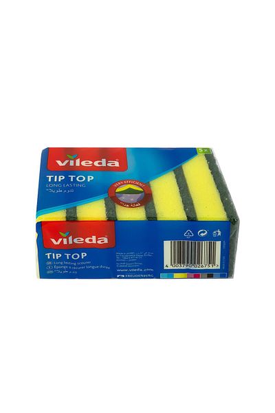 Vileda Tip Top Dish Washing Medium Foam Sponge Scourer 5 pcs
