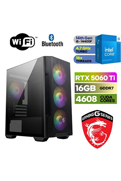 MSI GAMİNGPCDDR5 -RTX 5060Tİ 16GB - İNTEL CORE İ5 14400F - 32 GB DDR5 RAM- 1 TB M.2 SSD - WİNDOWS 11 PRO