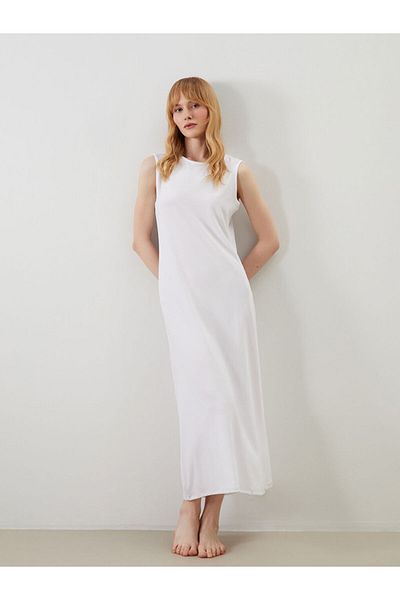 LC Waikiki Create Your Style from Uzg Store |   White Women's Crew Neck Plain Dress Liner
