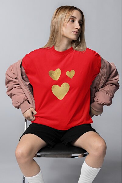 ArtYus Unisex Bărbați/Femei Inimi de aur colorate cu imprimeu supradimensiona...