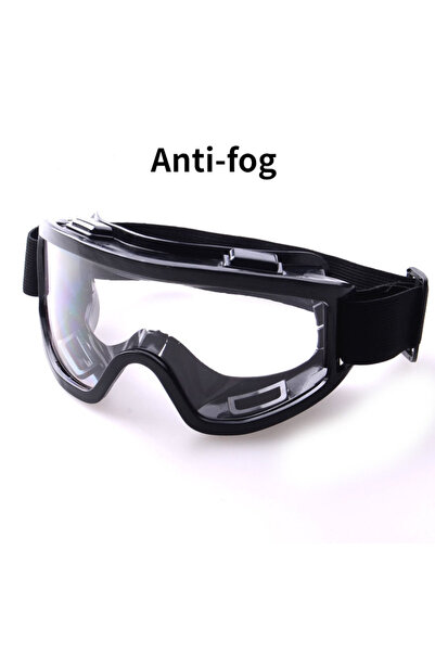 Choice قطعة واحدة - نظارات أمان سوداء مقاومة للضباب ومضادة للرذاذ والغبار ونظ...