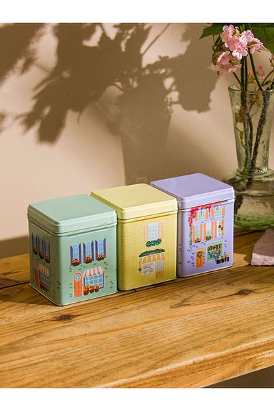 LC Waikiki Mixed Metal Storage Container Set of 3 10 cm