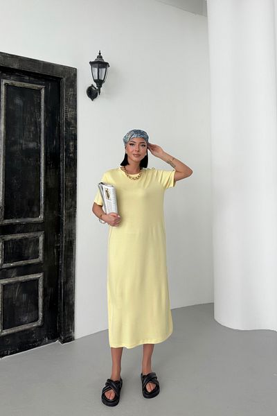 MOZENA Modal Fabric Side Slit Basic Dress