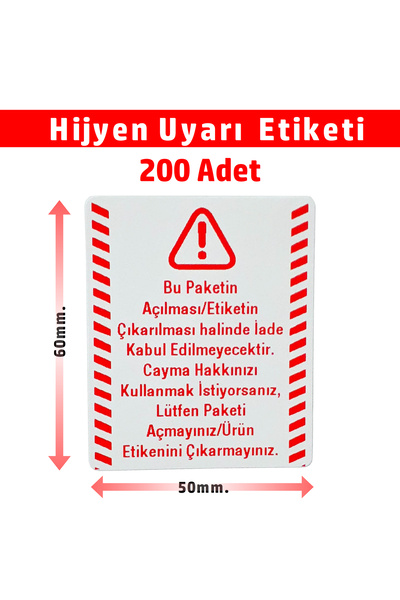 DİJİTAL BARKOD Hijyen Etiketi, Hijyen Sticker Kuşe Kağıt, Etiketi 6x5cm - 200...