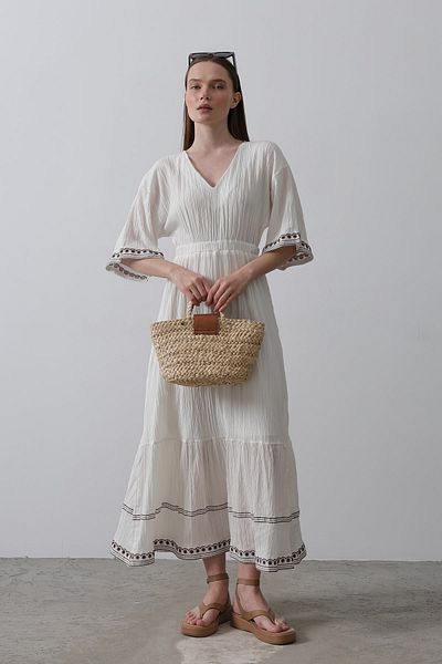 suphias Embroidered Muslin Dress