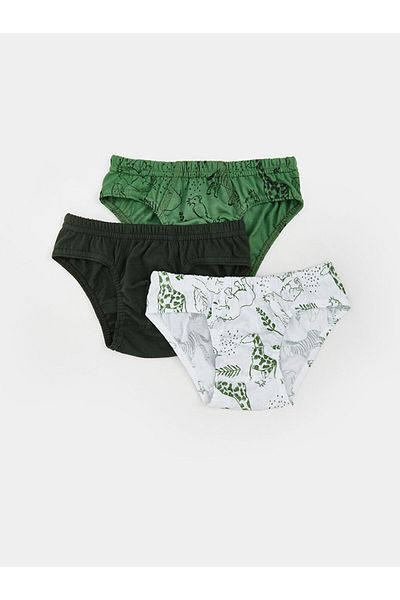 LC Waikiki Green Elastic Waist Printed Boy's Underwear 3-Piece