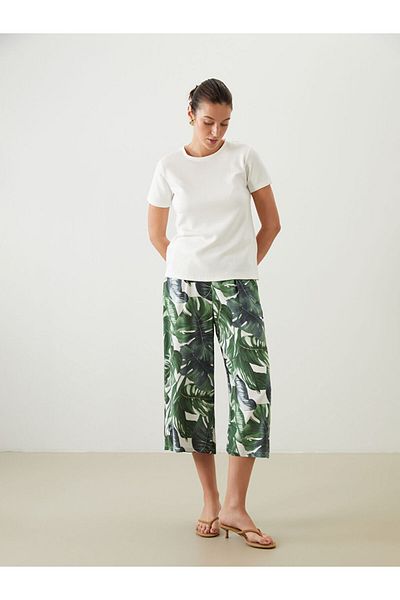 LC Waikiki Mixed Floral Women's Capri with Elastic Waist