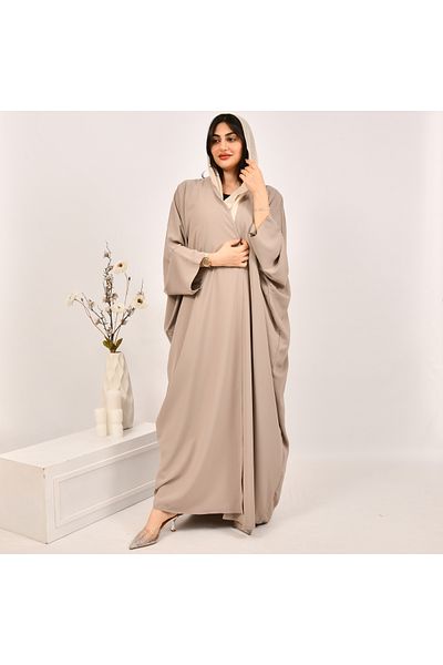 Beyond Light beige wrap abaya with wide sleeves