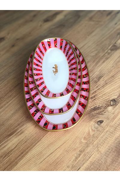 B&M Presentation Patterned Plain Edge Boat Plate Set of 3