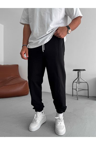 BYBASICMAN Black Stitching Detailed Elastic Tracksuit Ke-7019