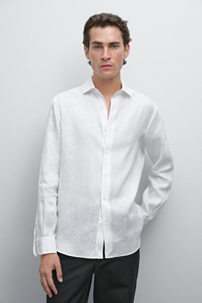 Massimo Dutti %100 keten slim fit gömlek