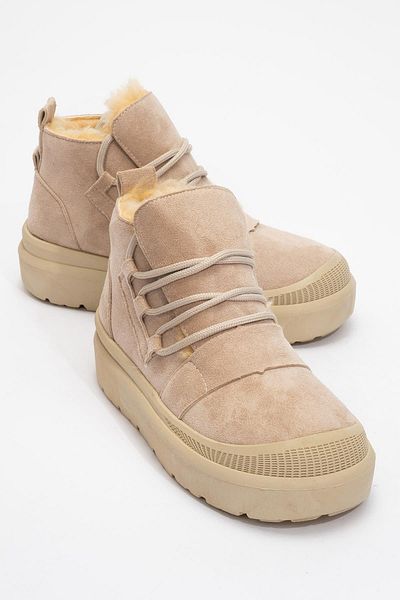 CCWAY AYAKKABI Women's Boots with Fur Inside Beige